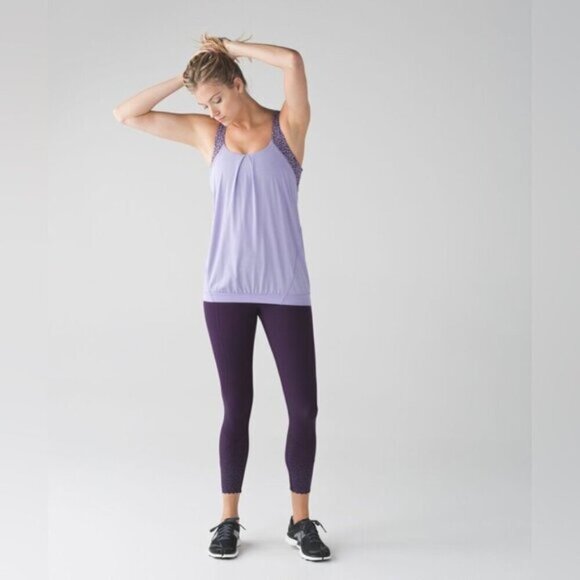 Lululemon Nouveau Limits Tank Top Lilac Miss Mosaic Lilac Deep Zinfandel Size 4 - Picture 4 of 16